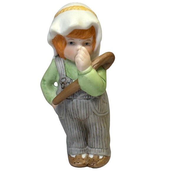 Vintage Bisque Figurine – Red-Haired Child – Thumb-Sucking Farmer Look - Picture 1 of 5